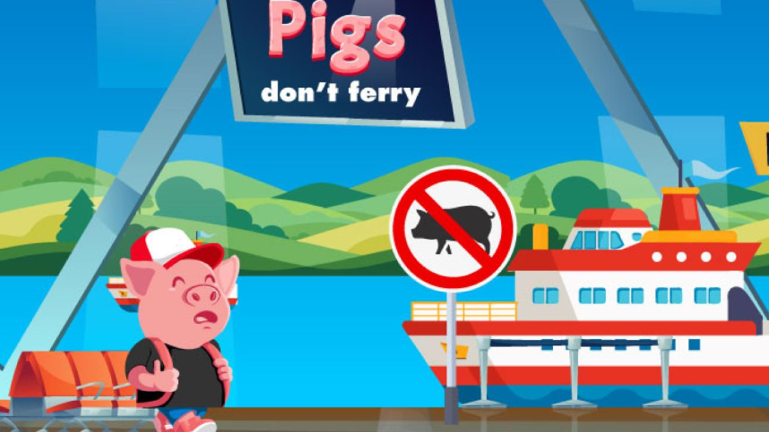 Image of pigs don't ferry sign