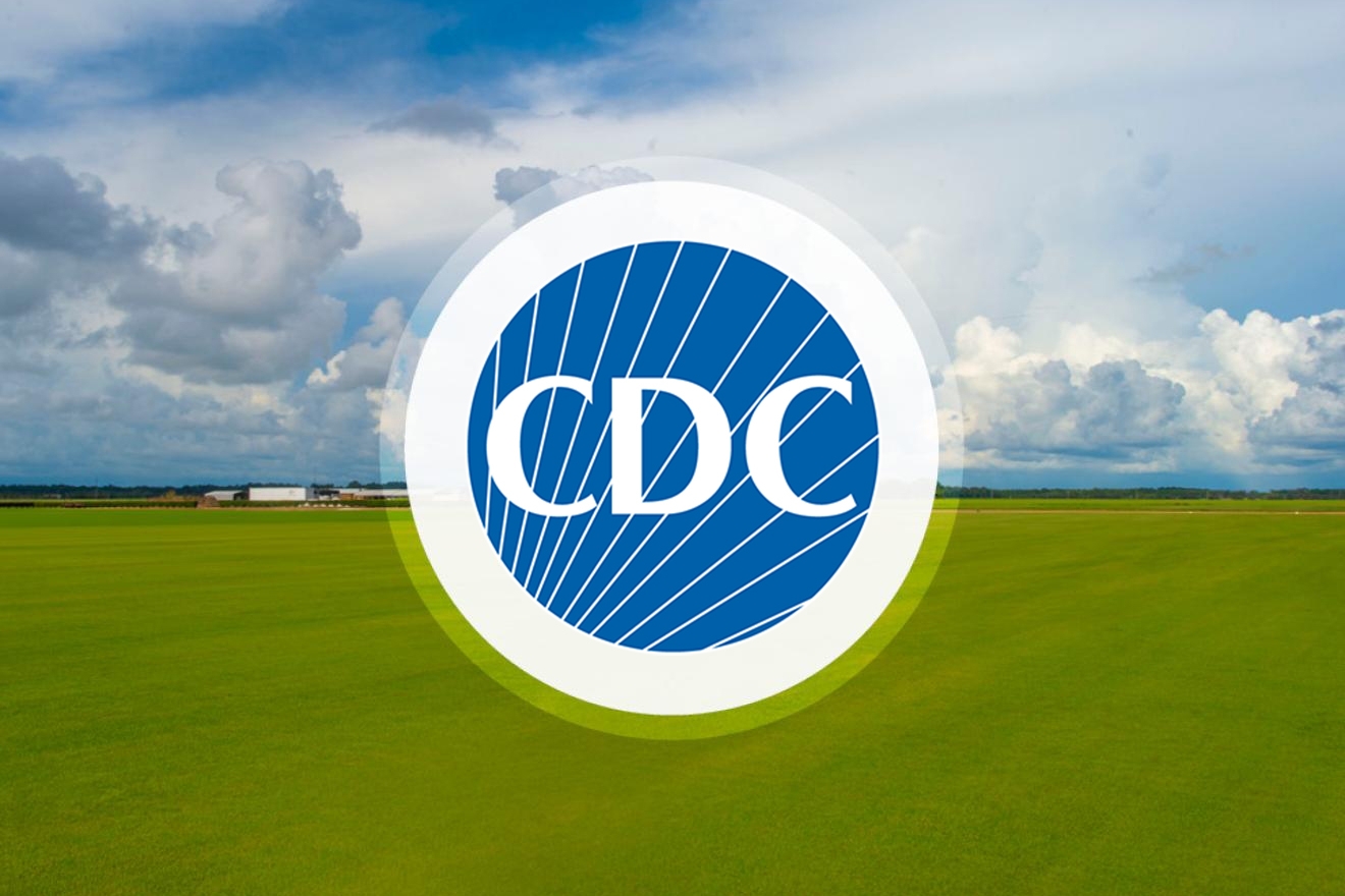 logo for U.S. Centers for Disease Control and Prevention on a farm landscape background