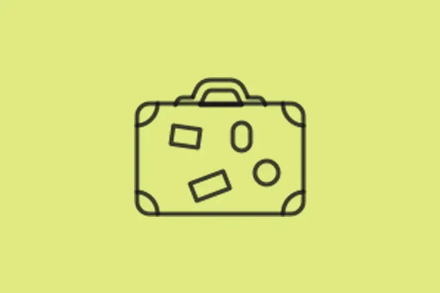 Illustration emphasizing avoiding pests when traveling, showing luggage with pest‑related symbols