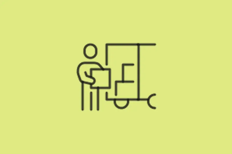 Icon of cleaning outdoor items before moving, featuring household items