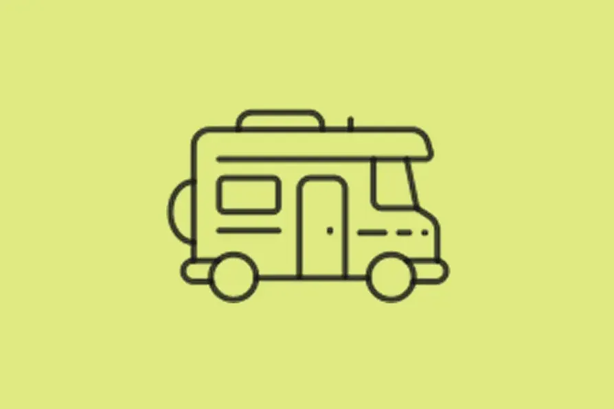 Icon of camper or RV to represent inspecting vehicles for pests before travel