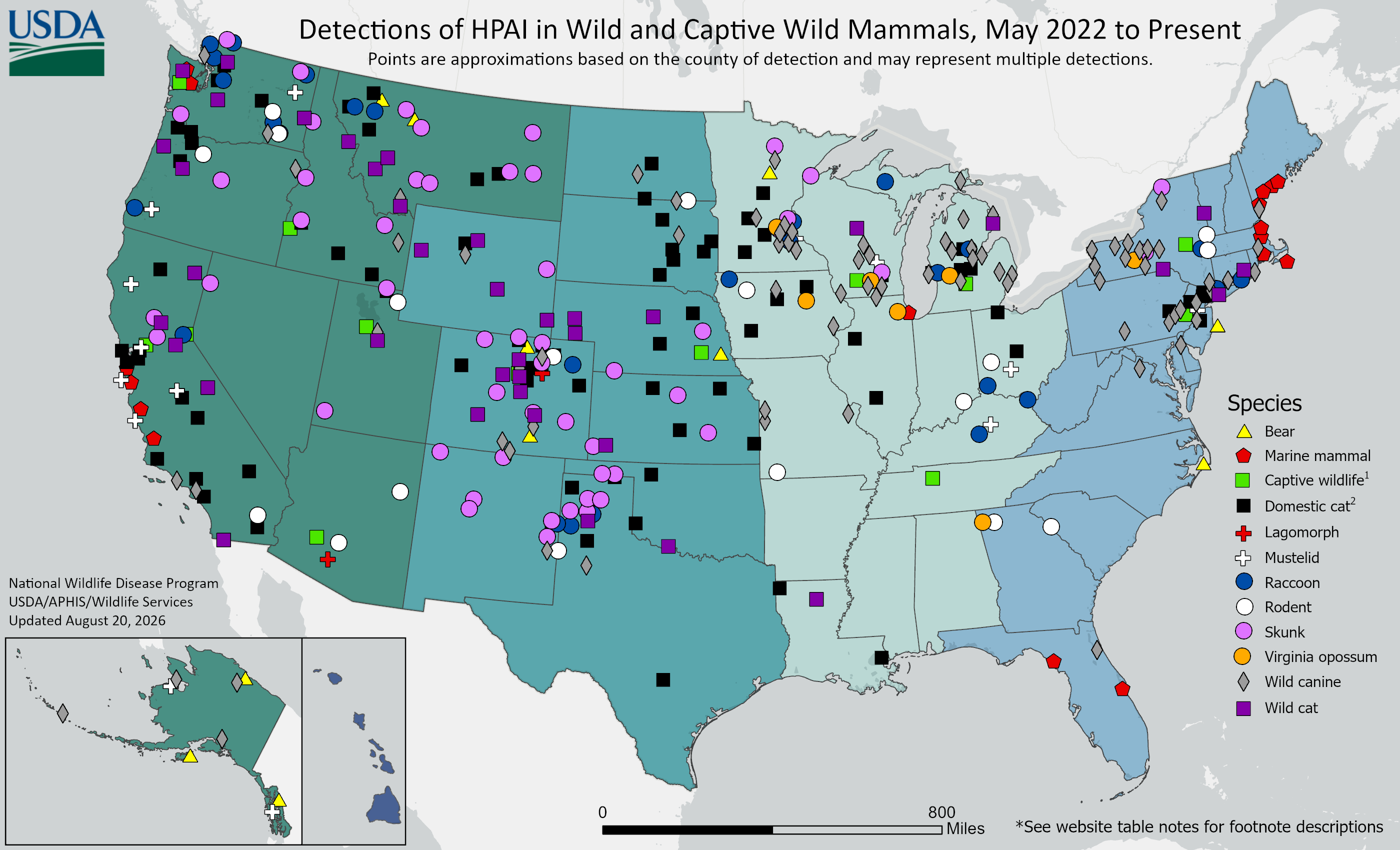 HPAI Mammals map