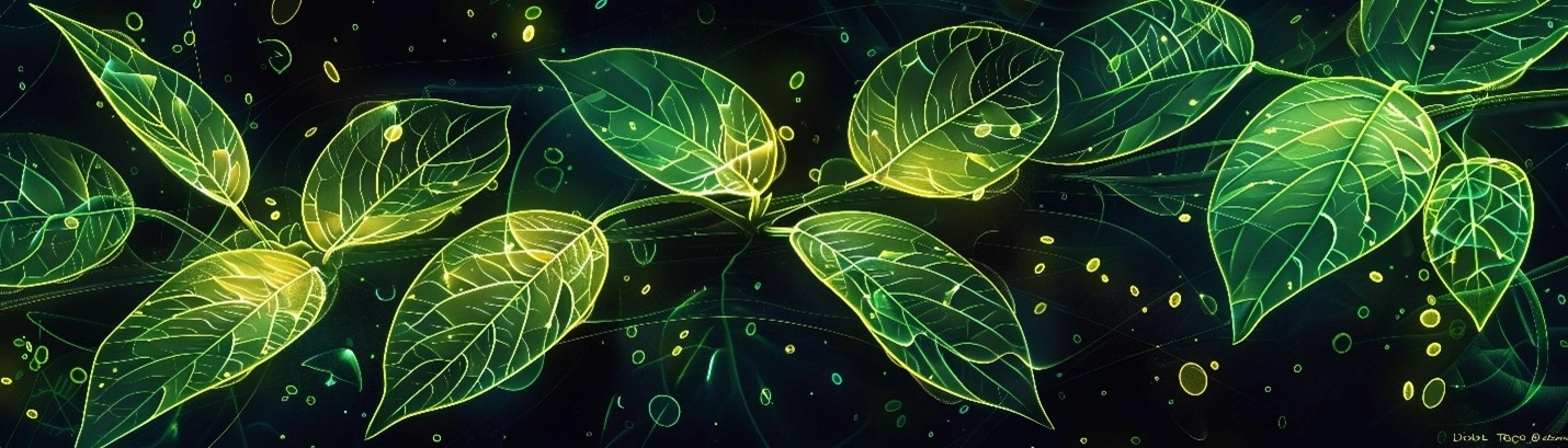 image of leaves against a black background