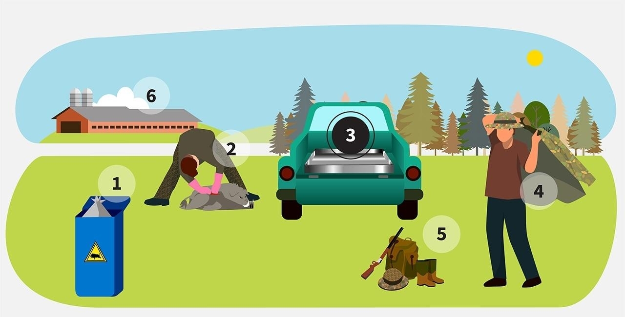 Illustration depicting the third step, which is a stainless steel basin inside the back of a pickup truck.