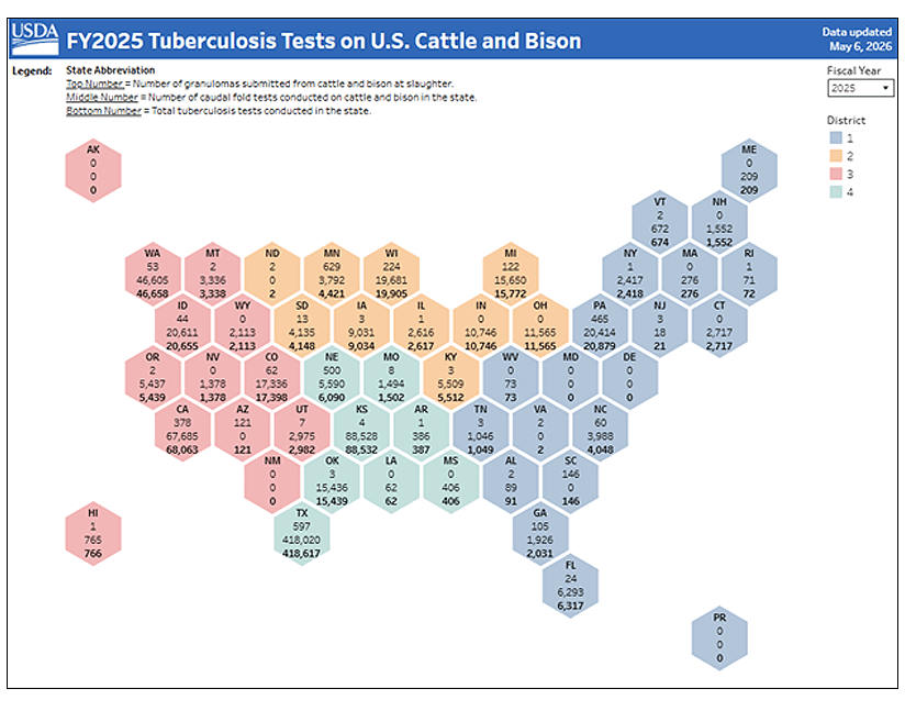 cattle bison tb map