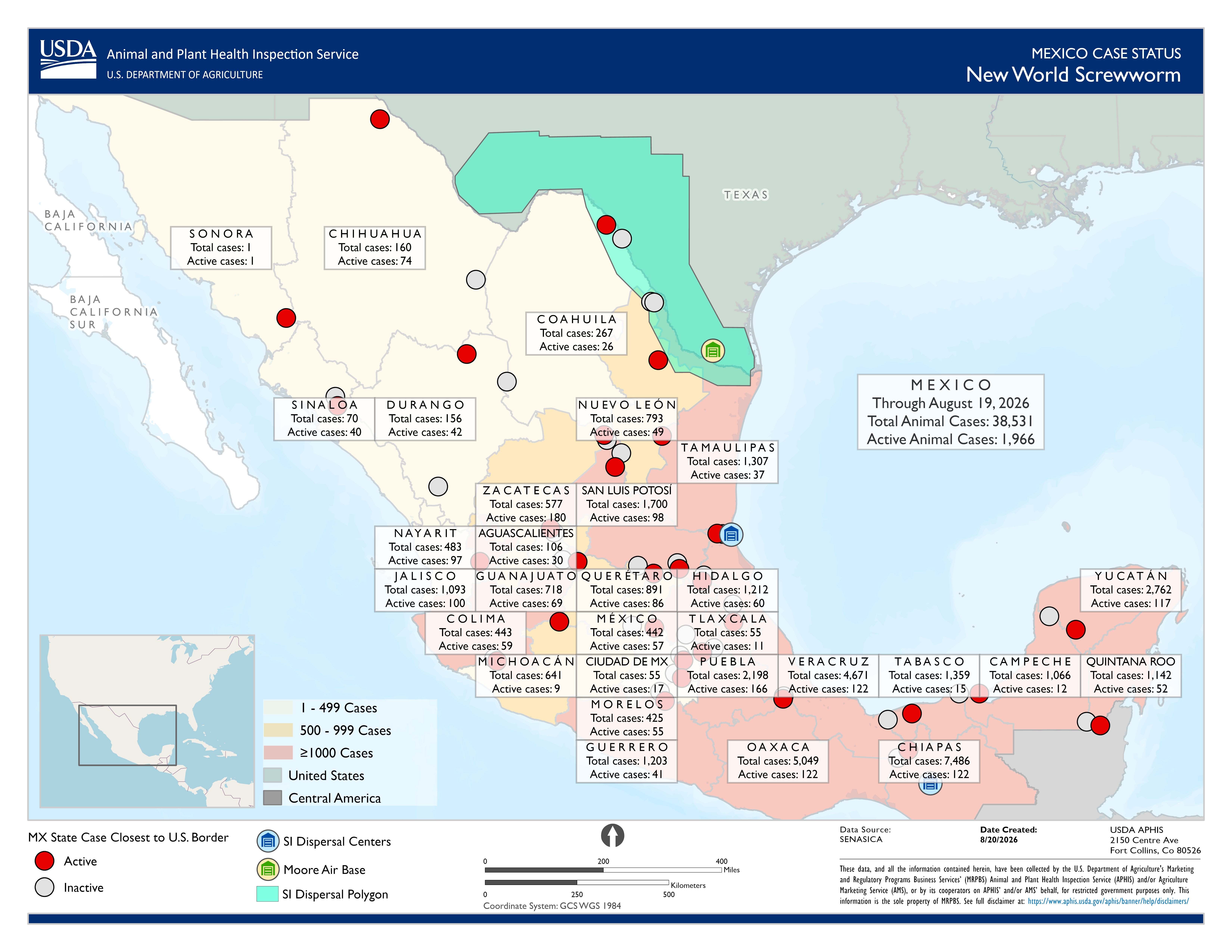 Map of Mexico and Central America