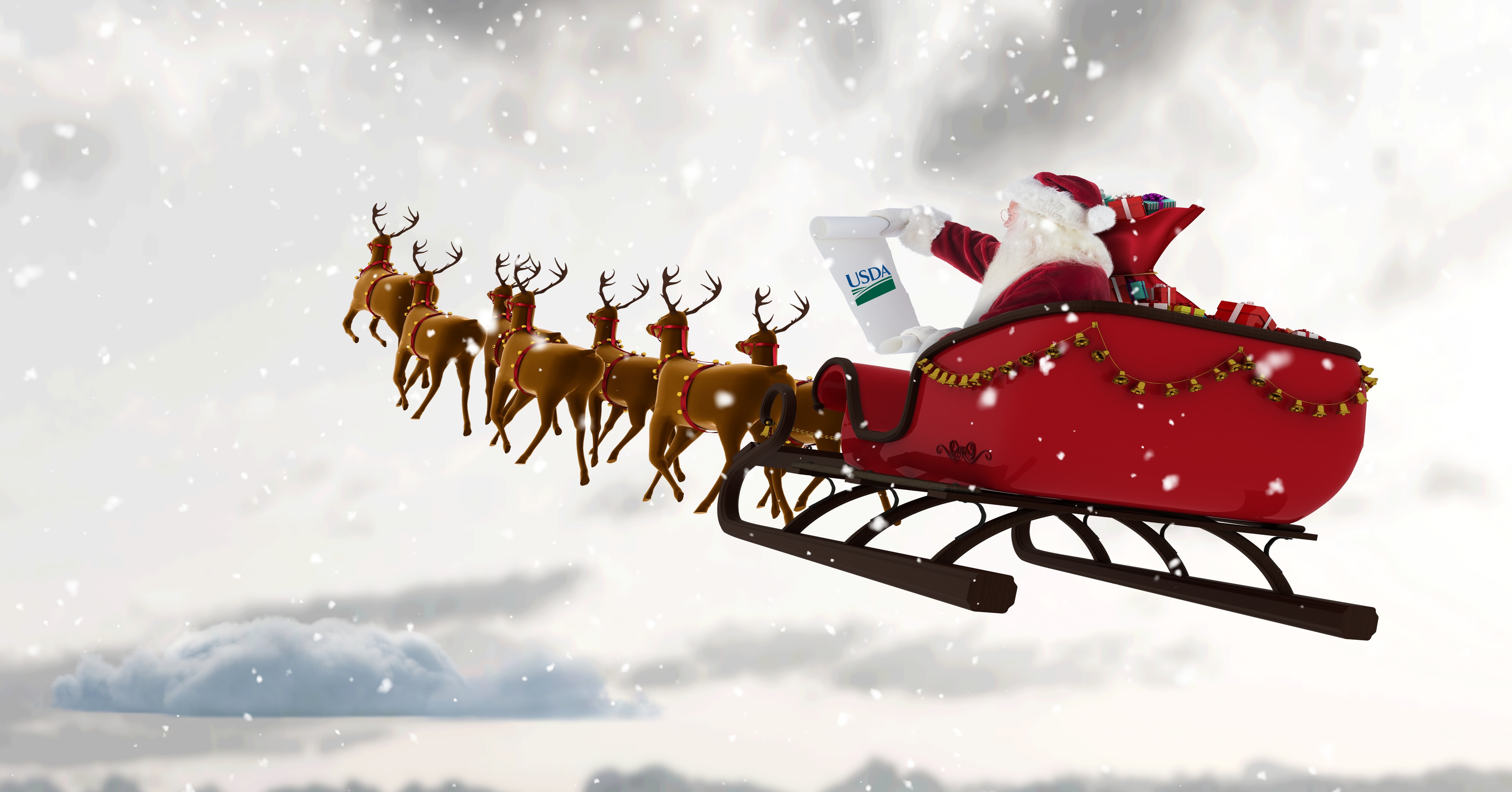 Santa and his reindeer