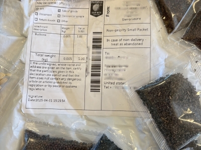 misdeclared package of seeds